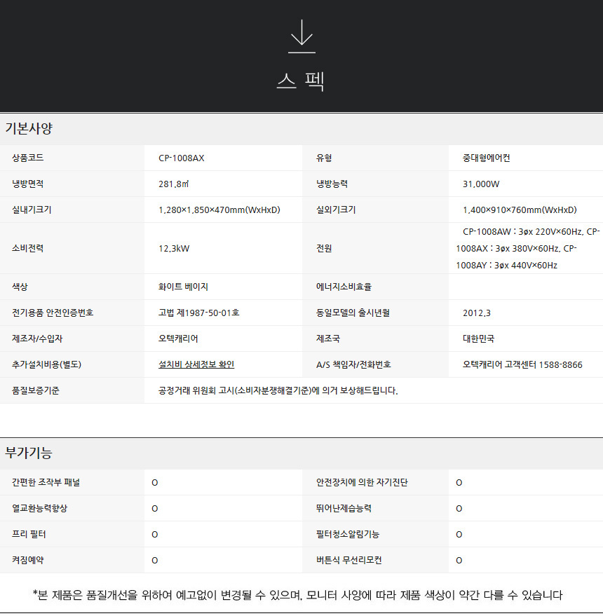 중대형 스탠드 에어컨 85평형 삼상 380V