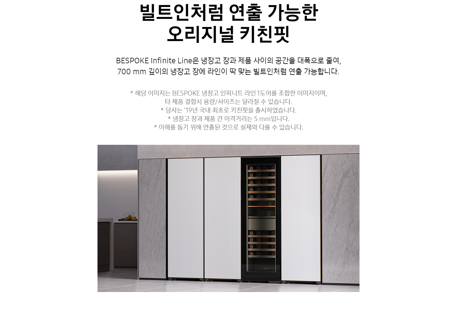 BESPOKE Infinite Line 키친핏 1도어 와인냉장고 101병 (좌열림)