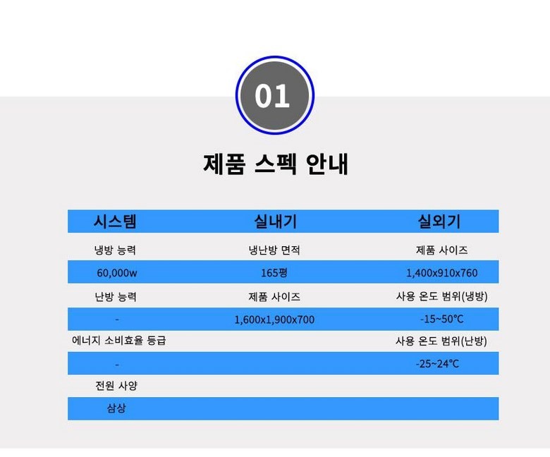 정속형 중대형 냉난방기 165평형 삼상 380V