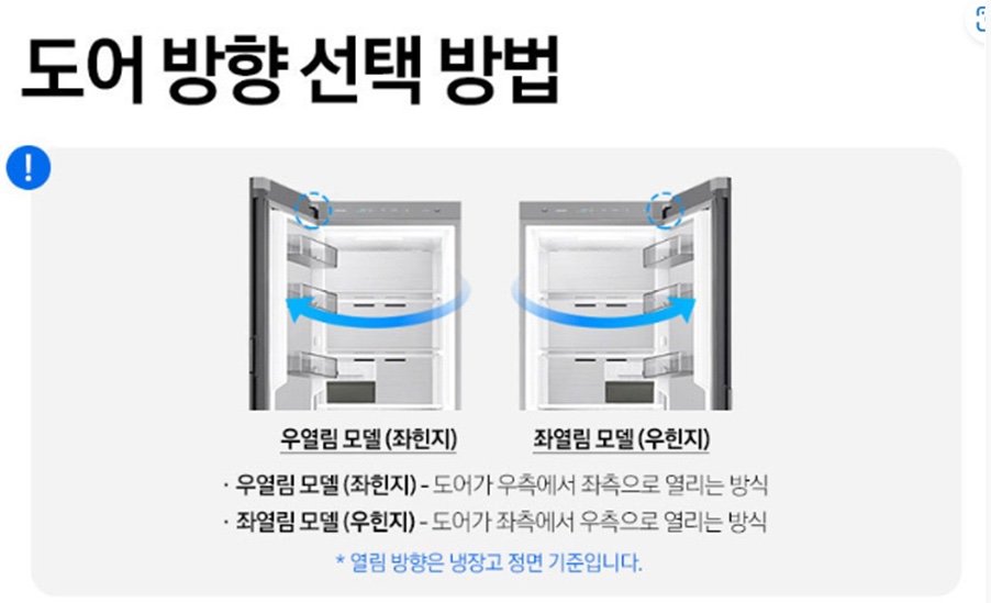 비스포크 1도어 키친핏 좌열림 냉동고 347L 우힌지/우개폐 코타 화이트 (RZ34C7905AP01)